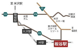 板谷駅スイッチバック遺構の地図