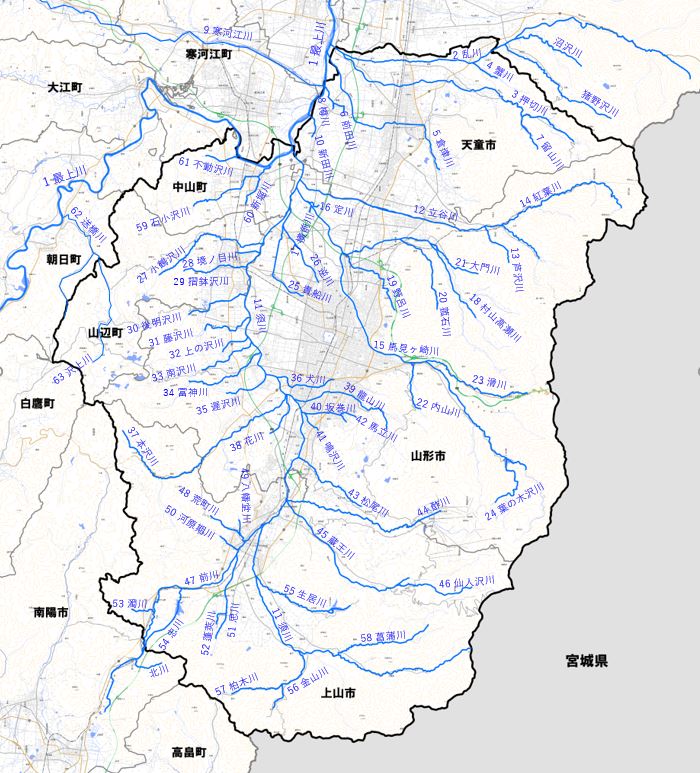 東南村山河川位置図