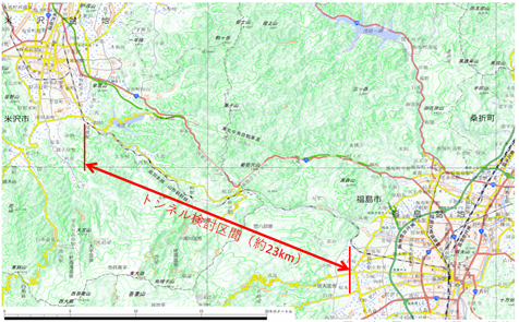 米沢トンネル計画範囲図